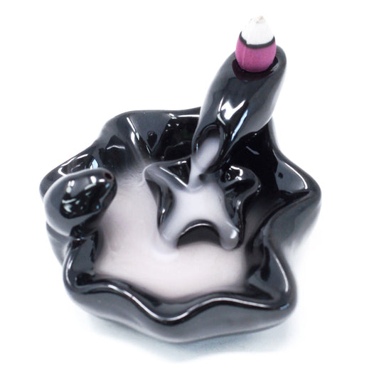 Polished Back Flow Incense Burner Large Pools To Pools featuring natural patterning and unique variations - Positive Faith Hope Love