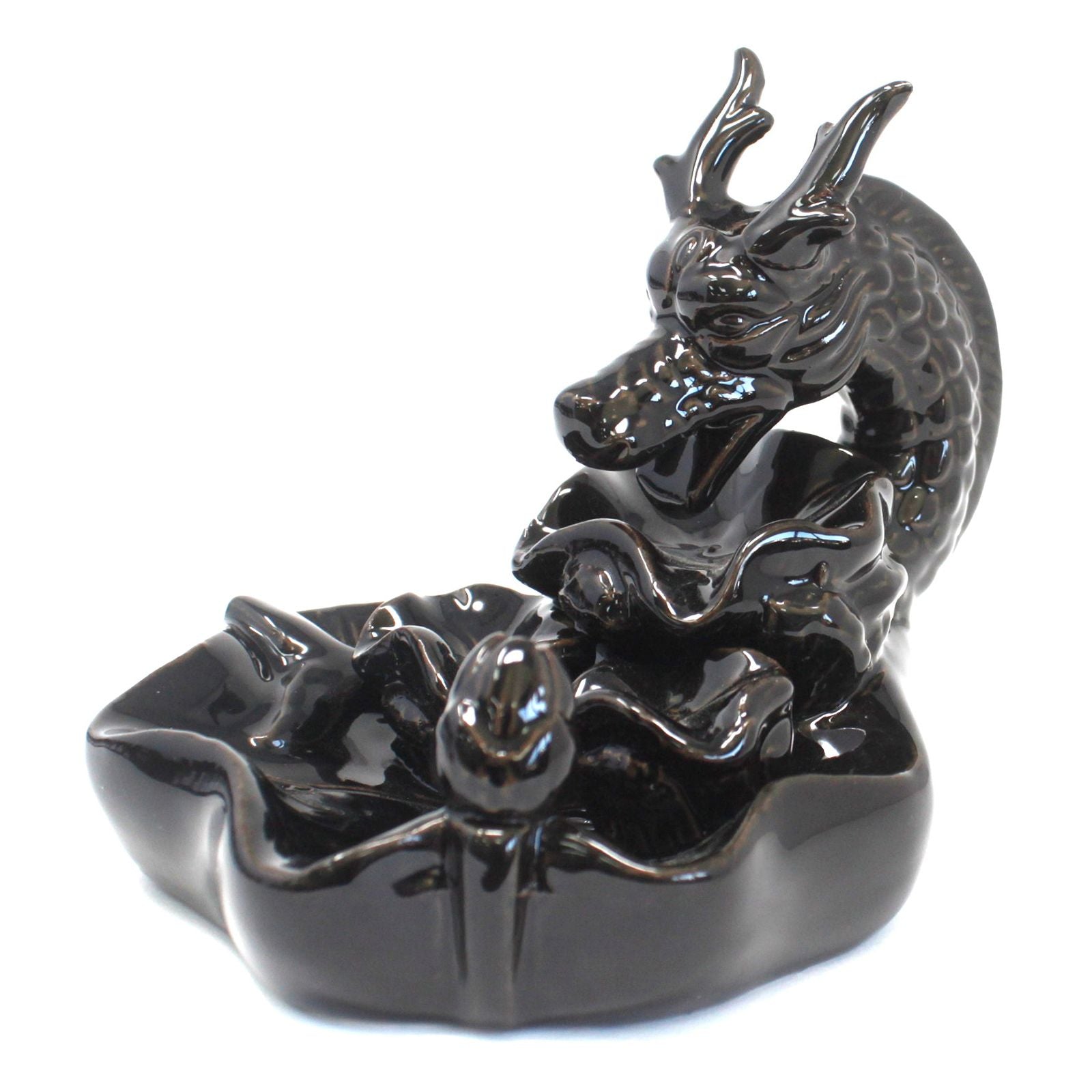 Polished Backflow Incense Burner - Large Dragon Pool featuring natural patterning and unique variations - Positive Faith Hope Love
