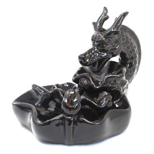 Polished Backflow Incense Burner - Large Dragon Pool featuring natural patterning and unique variations - Positive Faith Hope Love
