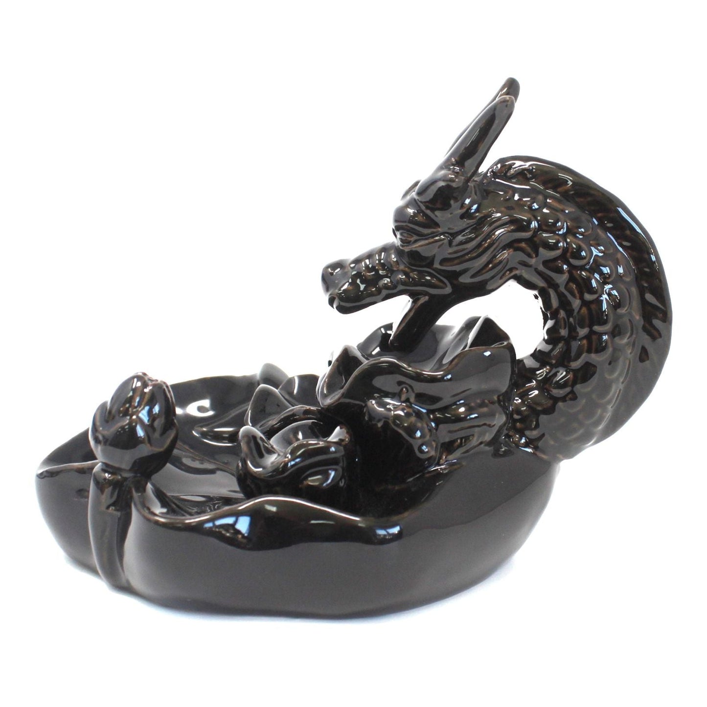 Polished Backflow Incense Burner Large Dragon Pool featuring natural patterning and unique variations - Positive Faith Hope Love