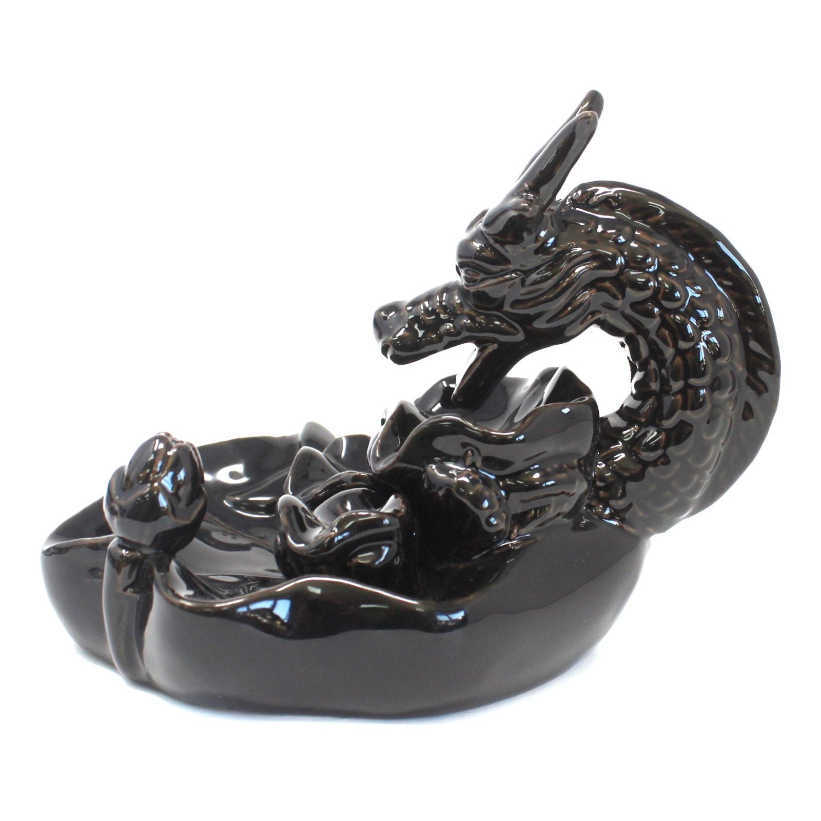 Polished Backflow Incense Burner Large Dragon Pool featuring natural patterning and unique variations - Positive Faith Hope Love