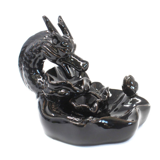 Polished Backflow Incense Burner Large Dragon Pool 1 featuring natural patterning and unique variations - Positive Faith Hope Love