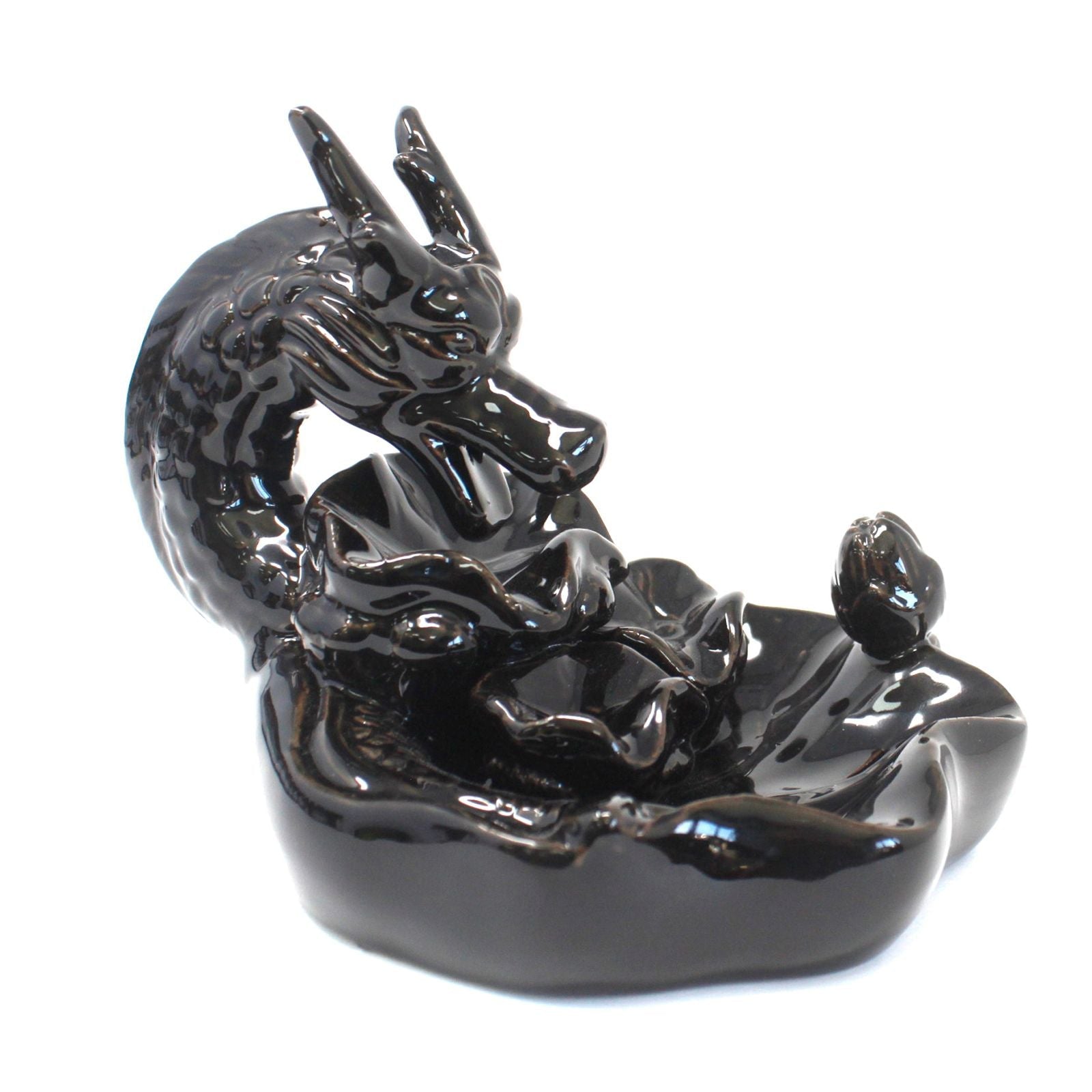 Polished Backflow Incense Burner - Large Dragon Pool featuring natural patterning and unique variations - Positive Faith Hope Love
