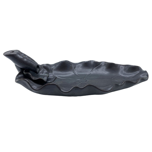 Polished Backflow Incense Burner - Lotus Flower featuring natural patterning and unique variations - Positive Faith Hope Love