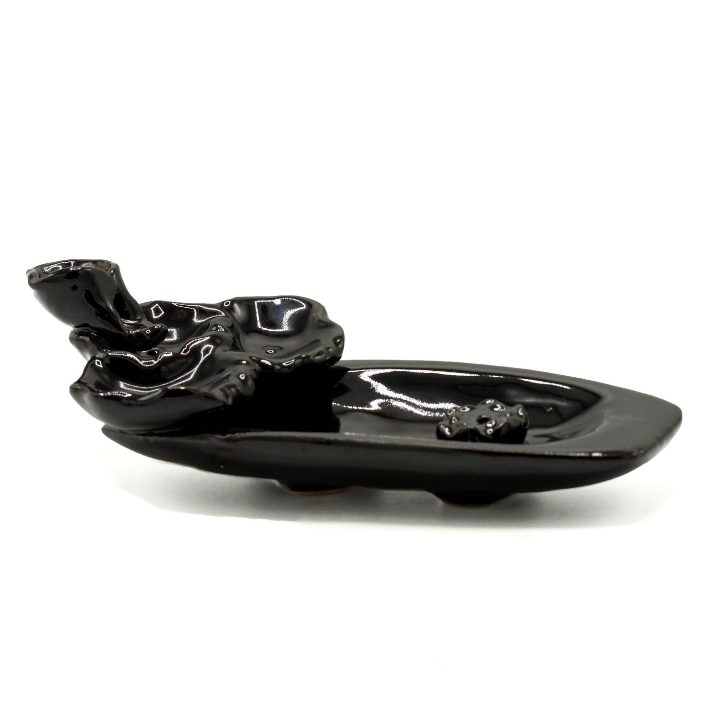 Polished Backflow Incense Burner - Lotus Pond & Incense Stick Holder featuring natural patterning and unique variations - Positive Faith Hope Love