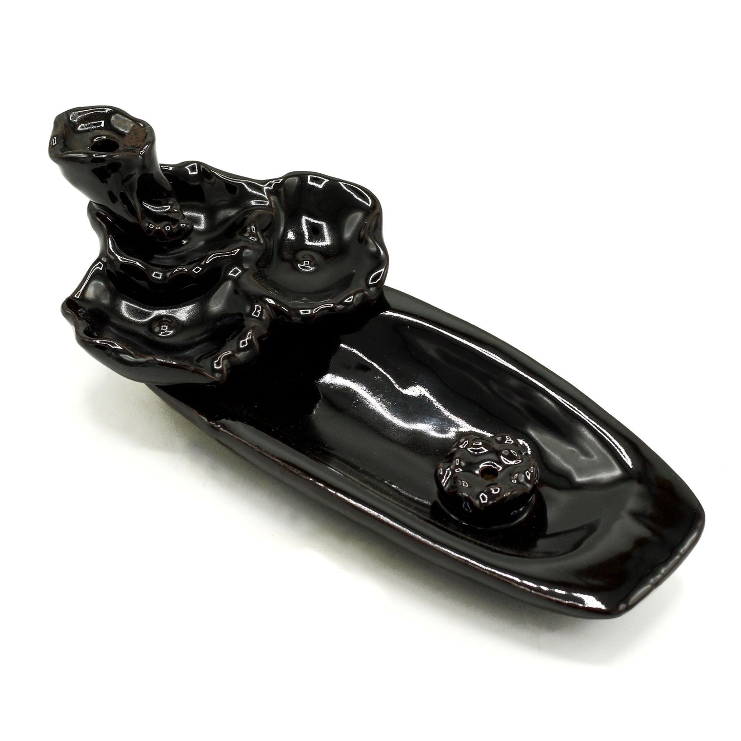 Polished Backflow Incense Burner Lotus Pond Incense Stick Holder 1 featuring natural patterning and unique variations - Positive Faith Hope Love