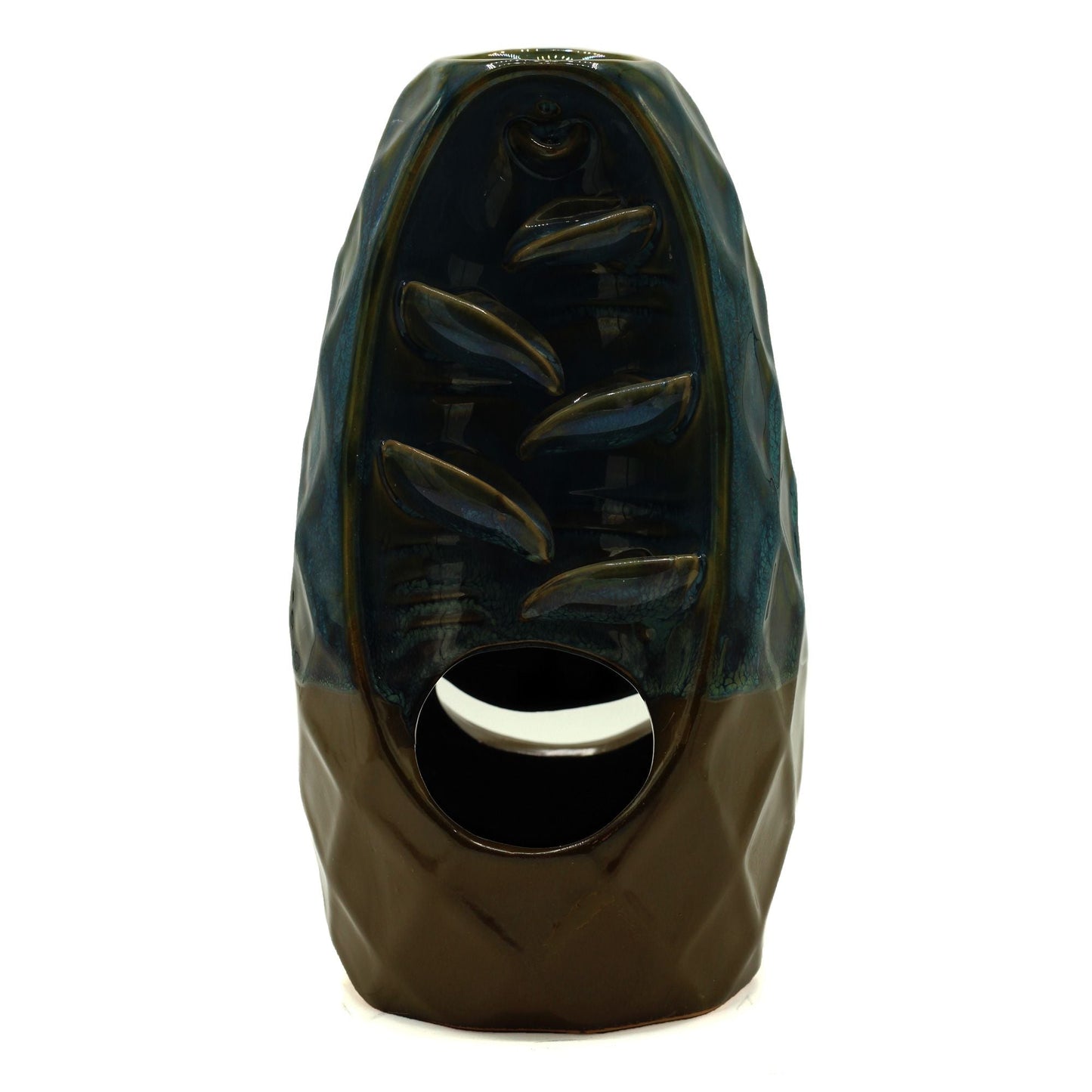 Polished Backflow Incense Burner - Pineapple Mountain & Cascade Twin Design featuring natural patterning and unique variations - Positive Faith Hope Love