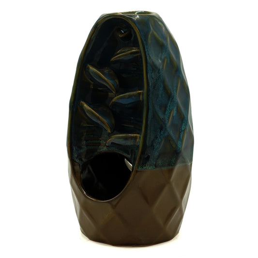 Polished Backflow Incense Burner Pineapple Mountain Cascade Twin Design featuring natural patterning and unique variations - Positive Faith Hope Love