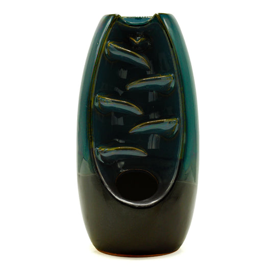 Polished Backflow Incense Burner - Serine Oval Cascade featuring natural patterning and unique variations - Positive Faith Hope Love