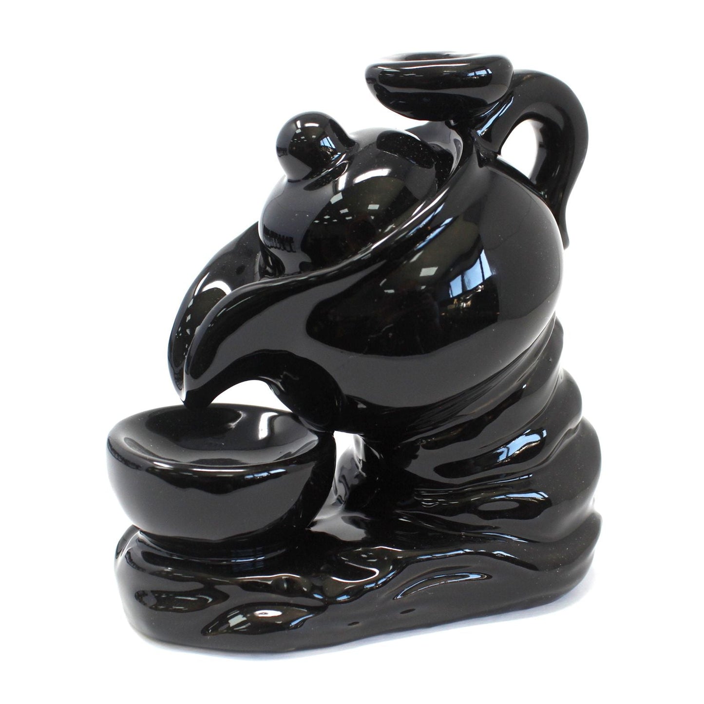 Polished Backflow Incense Burner - Tea Pot featuring natural patterning and unique variations - Positive Faith Hope Love