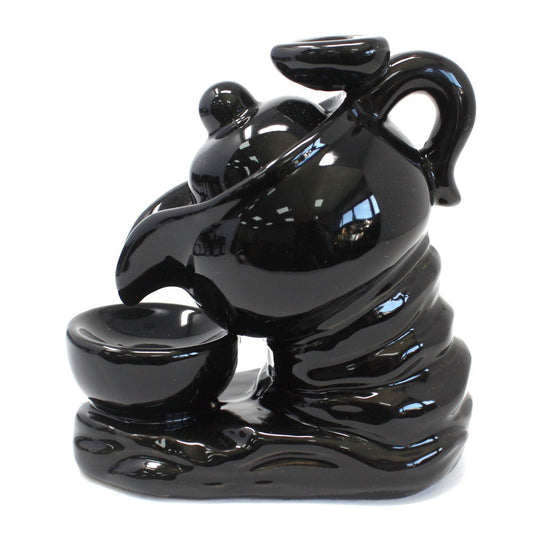 Polished Backflow Incense Burner Tea Pot 1 featuring natural patterning and unique variations - Positive Faith Hope Love