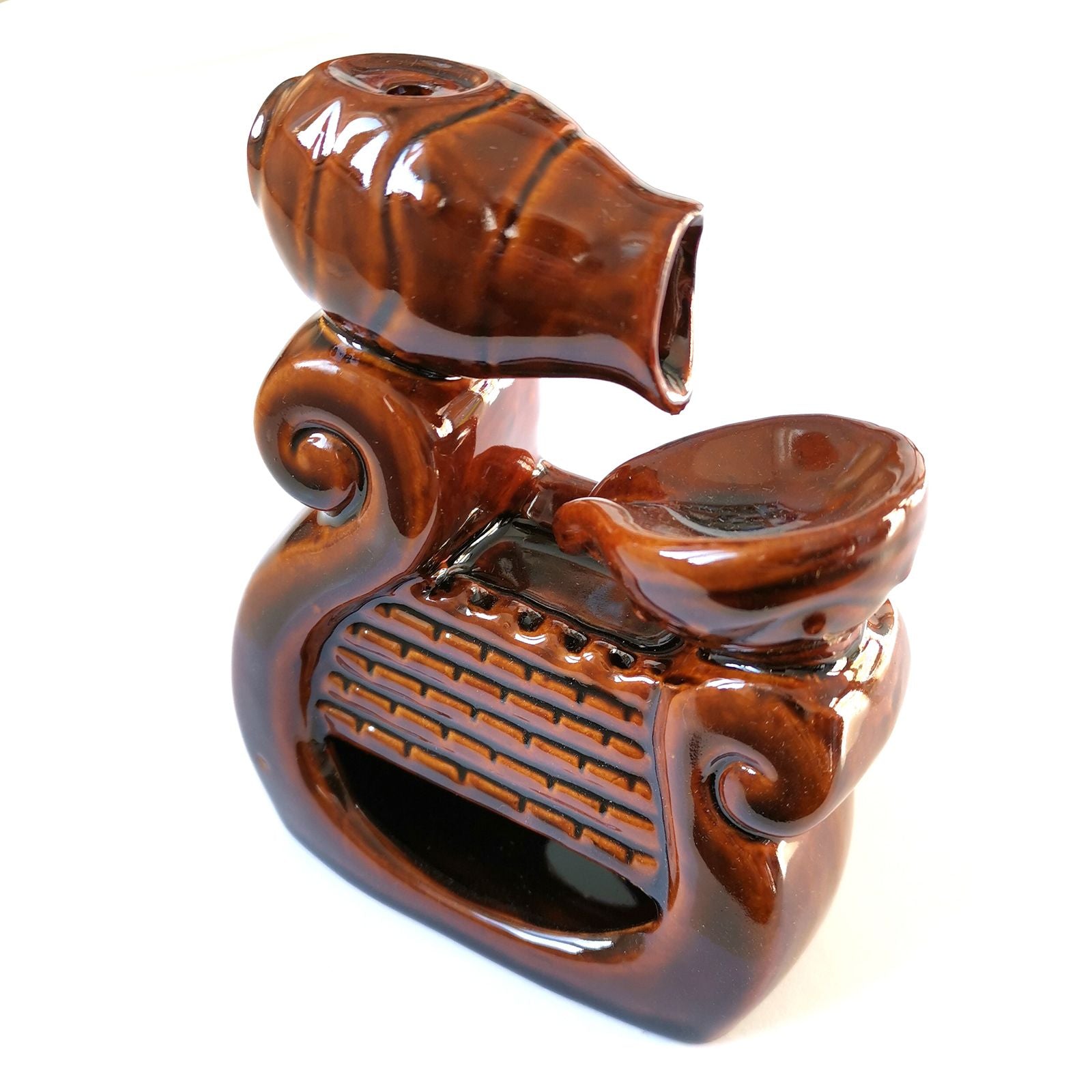 Polished Backflow Incense Burner - Wiki Waterfall featuring natural patterning and unique variations - Positive Faith Hope Love