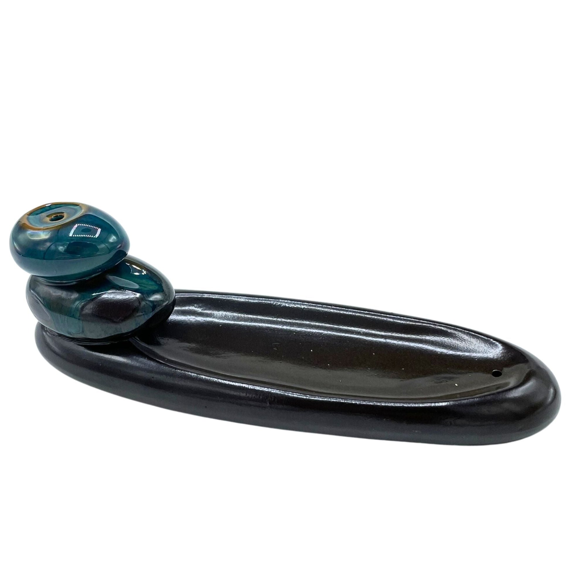 Polished Backflow Incense Burner - Zen Pebbles Classic featuring natural patterning and unique variations - Positive Faith Hope Love