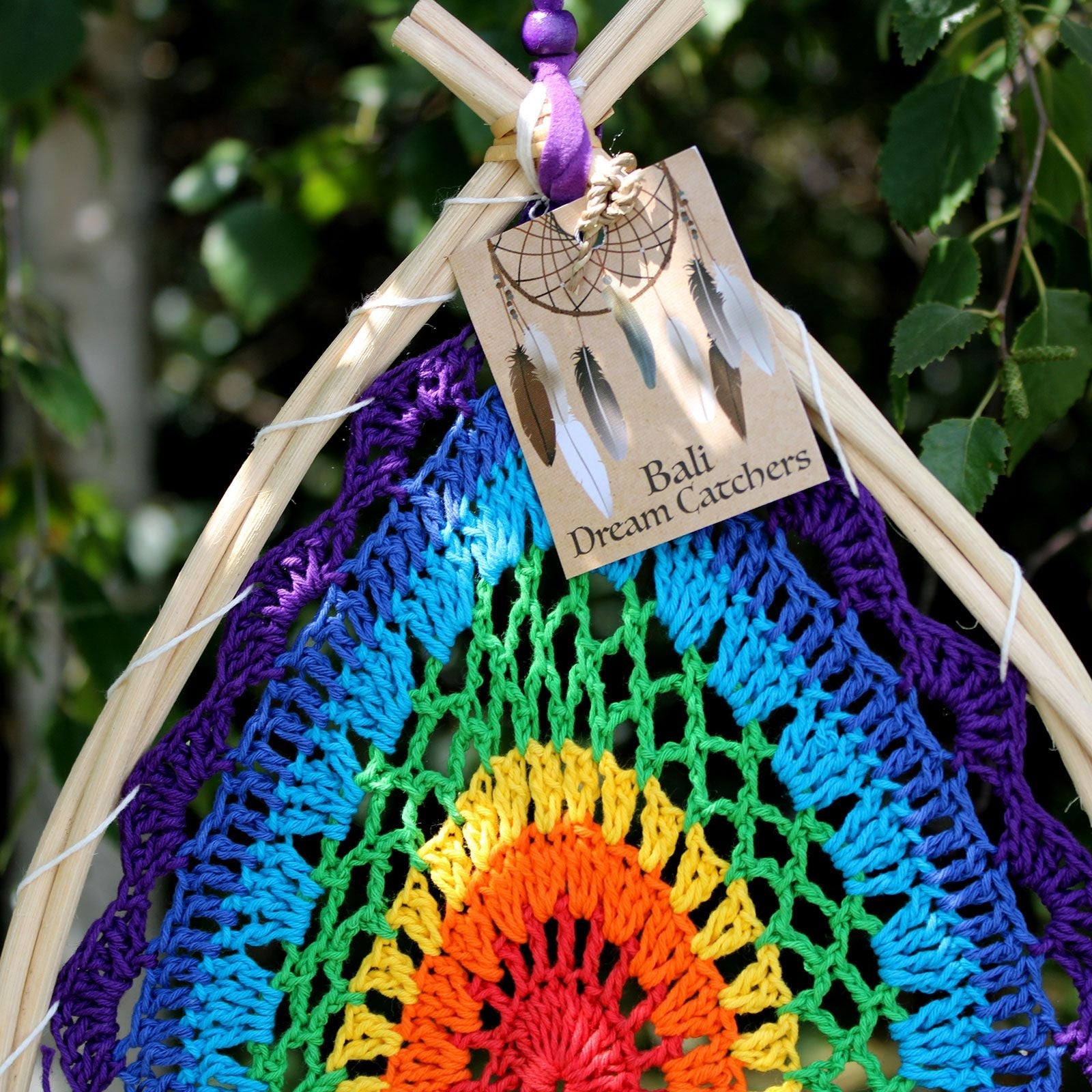 Polished Bali Dream Catchers Large Multi Teardrop featuring natural patterning and unique variations - Positive Faith Hope Love