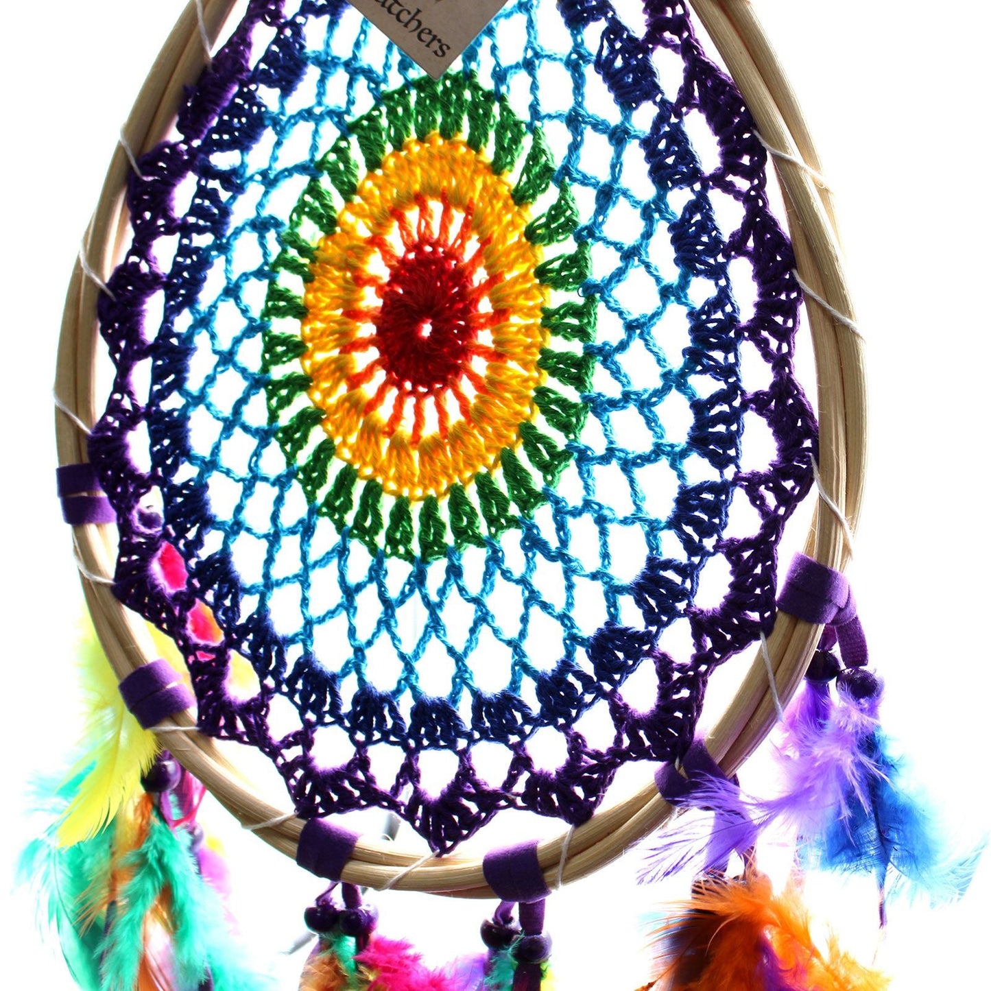 Polished Bali Dream Catchers Large Multi Teardrop featuring natural patterning and unique variations - Positive Faith Hope Love