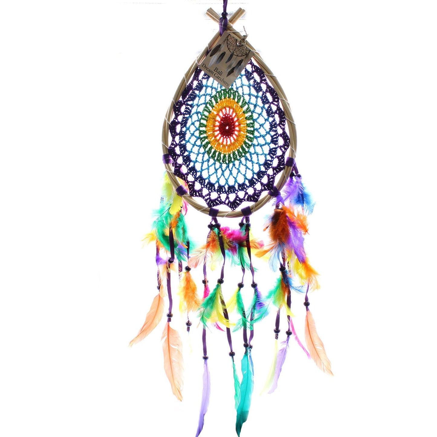 Polished Bali Dream Catchers Large Multi Teardrop featuring natural patterning and unique variations - Positive Faith Hope Love
