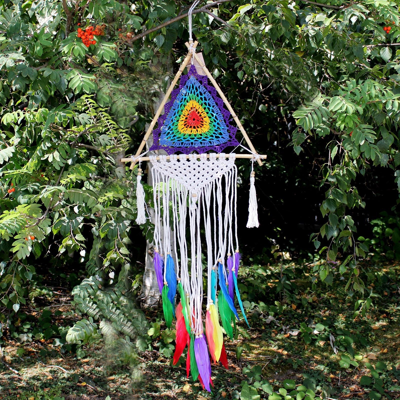 Polished Bali Dream Catchers - Med Multi Pyramid featuring natural patterning and unique variations - Positive Faith Hope Love
