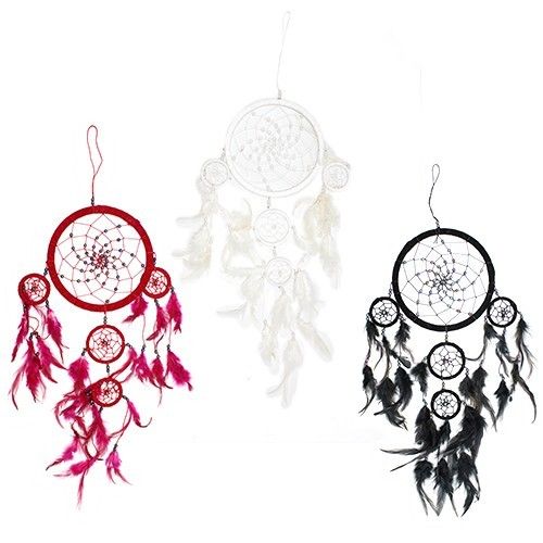 Polished Bali Dreamcatchers - Large Round - Black/White/Red featuring natural patterning and unique variations - Positive Faith Hope Love