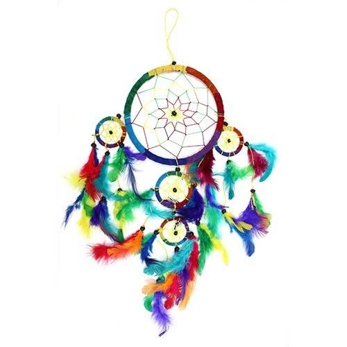Polished Bali Dreamcatchers - Large Round - Rainbow featuring natural patterning and unique variations - Positive Faith Hope Love