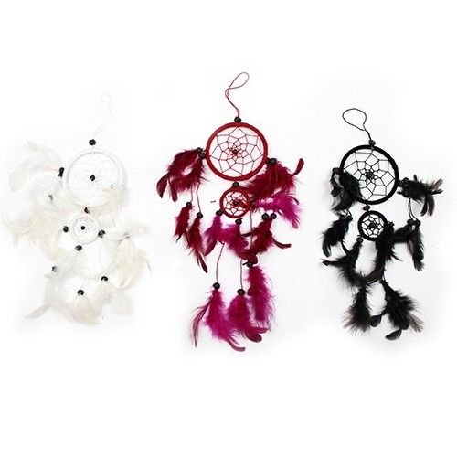 Polished Bali Dreamcatchers Medium Round Blackwhitered featuring natural patterning and unique variations - Positive Faith Hope Love
