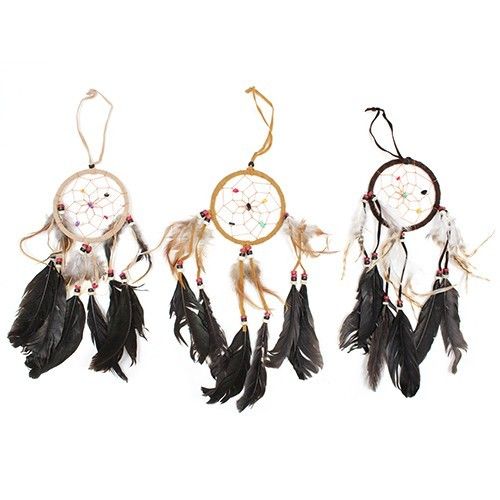 Polished Bali Dreamcatchers Medium Round Creamcoffeechoc featuring natural patterning and unique variations - Positive Faith Hope Love