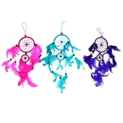 Polished Bali Dreamcatchers Medium Round Turqpinkpurp featuring natural patterning and unique variations - Positive Faith Hope Love