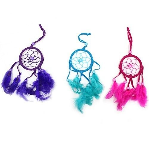 Polished Bali Dreamcatchers - Small Round - Turq/Pink/Purp featuring natural patterning and unique variations - Positive Faith Hope Love