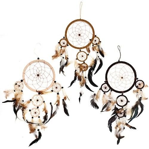 Polished Bali Dreamcatchers Xlarge Round Creamcoffeechoc featuring natural patterning and unique variations - Positive Faith Hope Love