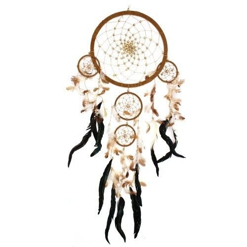 Polished Bali Dreamcatchers Xlarge Round Creamcoffeechoc featuring natural patterning and unique variations - Positive Faith Hope Love