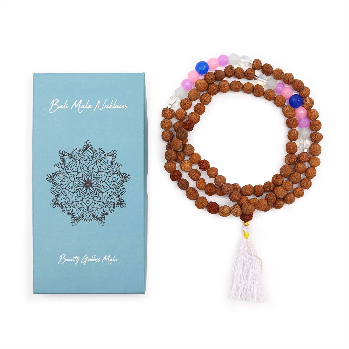 Polished Bali Mala Necklace - Beauty Goddess featuring natural patterning and unique variations - Positive Faith Hope Love