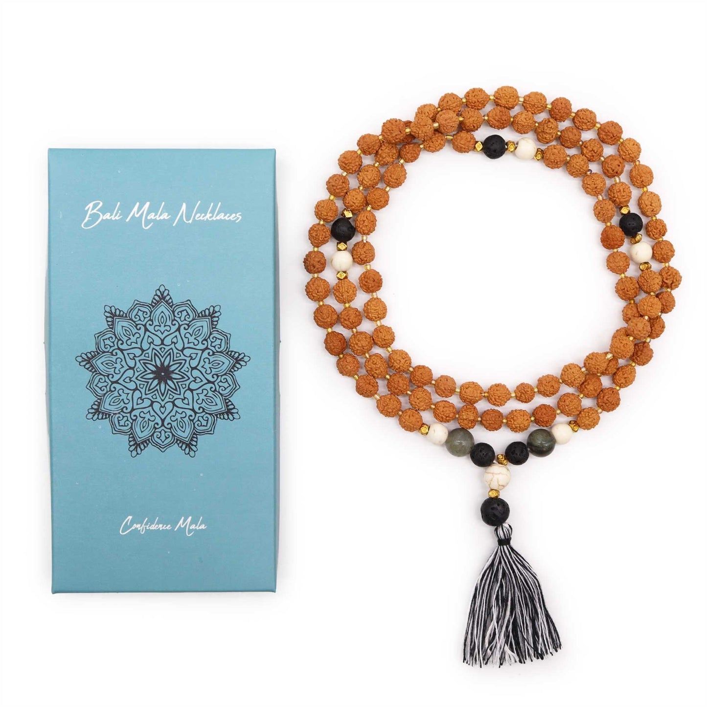 Polished Bali Mala Necklace - Confidence featuring natural patterning and unique variations - Positive Faith Hope Love