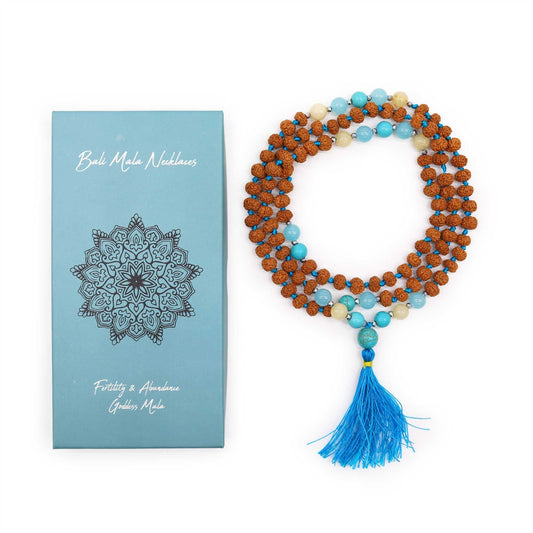 Polished Bali Mala Necklace - Fertility & Abundance featuring natural patterning and unique variations - Positive Faith Hope Love