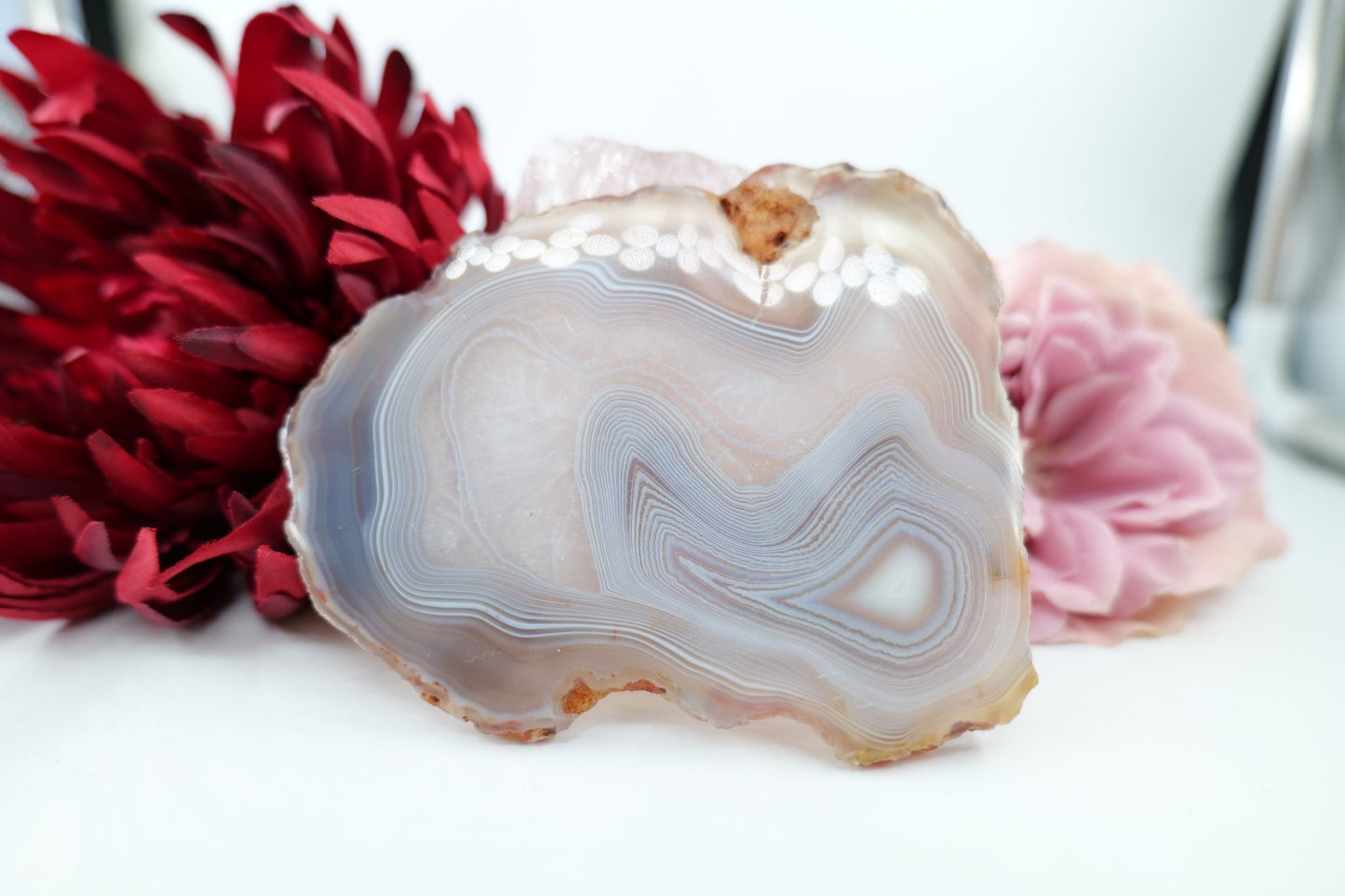 Banded Fortification Agate Slice (150g) - Positive Faith Hope Love