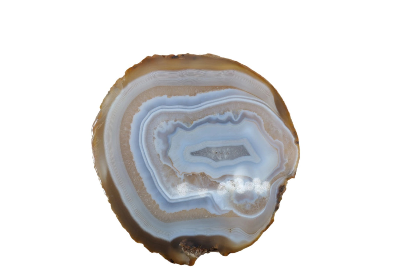 Banded Fortification Agate Slice (200g) - Positive Faith Hope Love