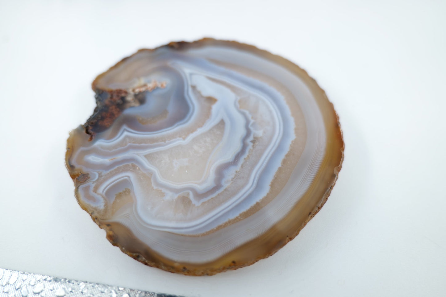 Banded Fortification Agate Slice (205g) - Positive Faith Hope Love