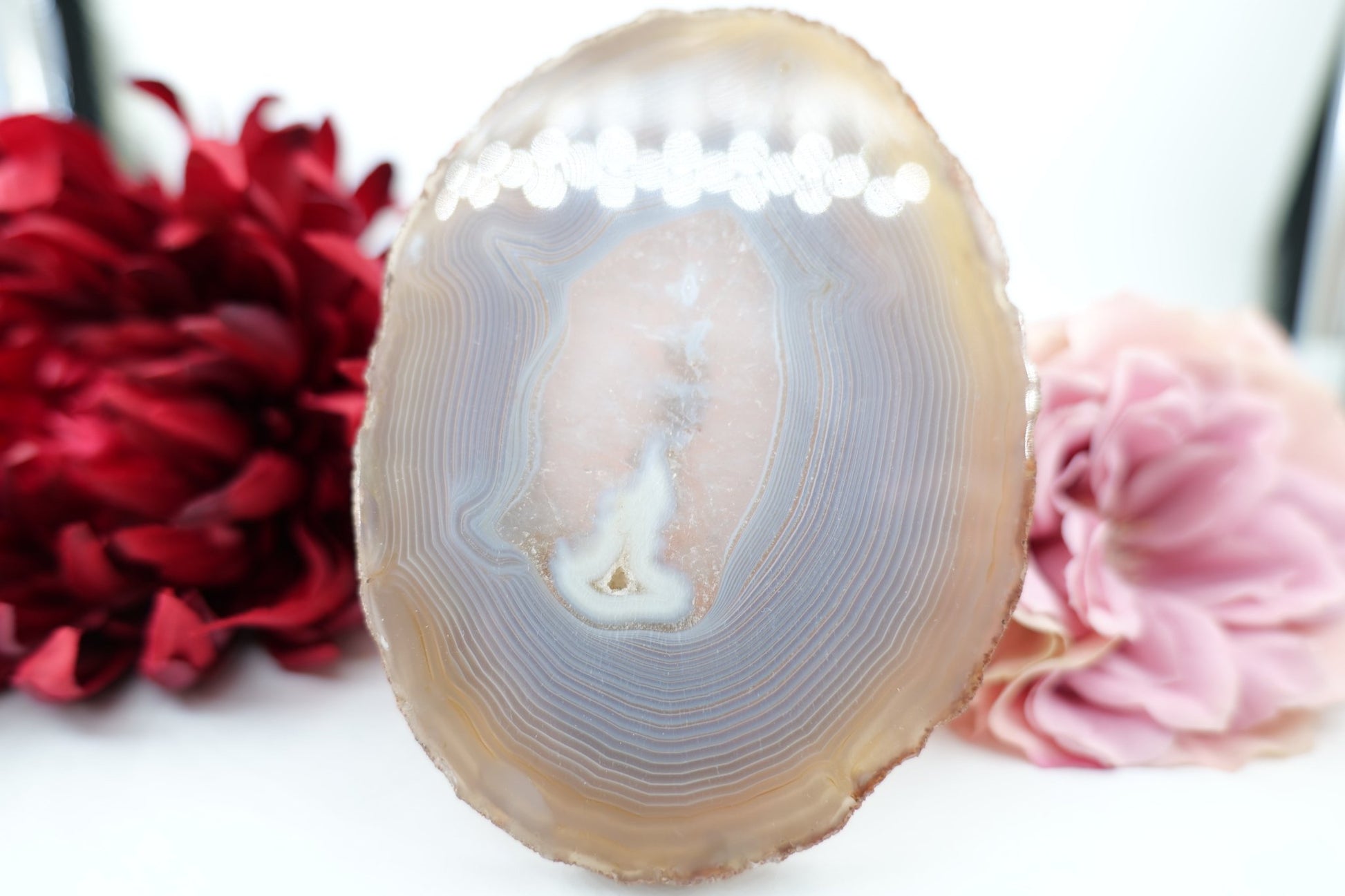 Banded Fortification Agate Slice (220g) - Positive Faith Hope Love