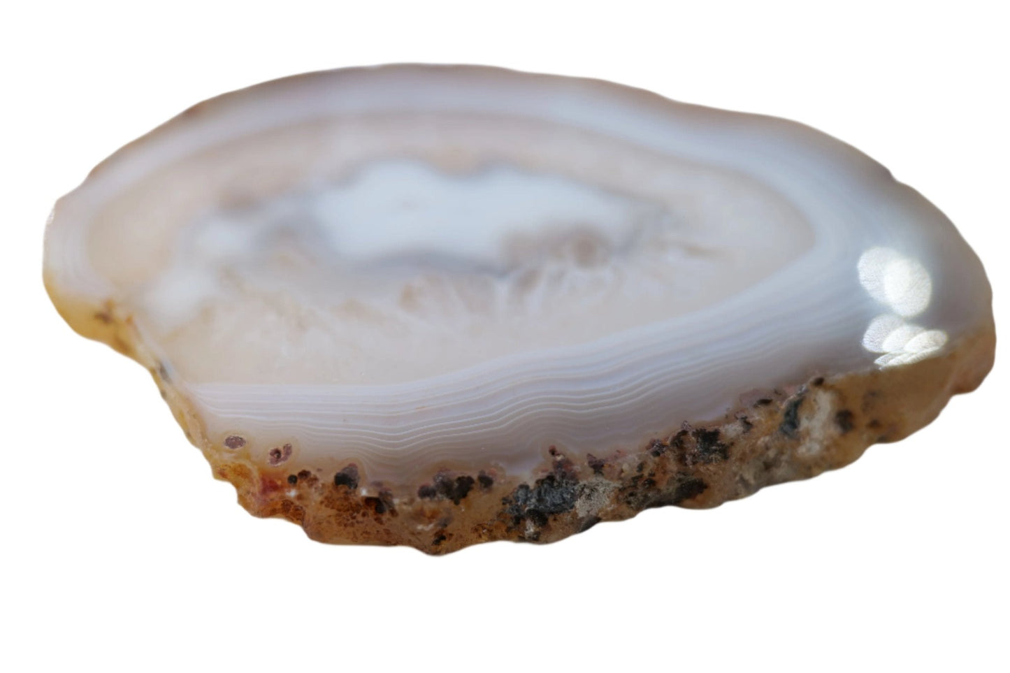 Banded Fortification Agate Slice (230g) - Positive Faith Hope Love