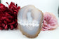 Banded Fortification Agate Slice (230g) - Positive Faith Hope Love