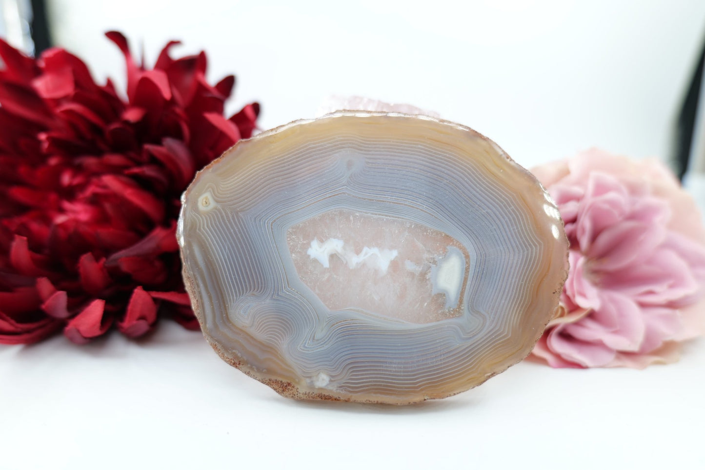 Banded Fortification Agate Slice (235g) - Positive Faith Hope Love