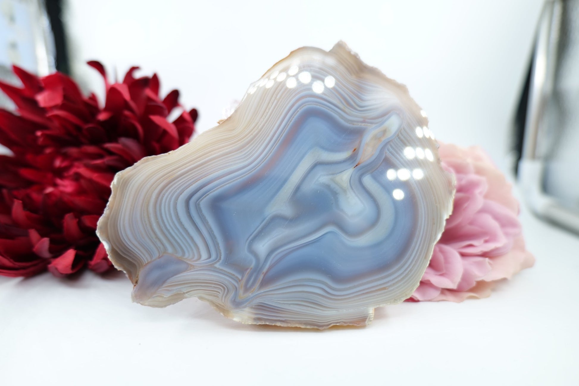 Banded Fortification Agate Slice (320g) - Positive Faith Hope Love