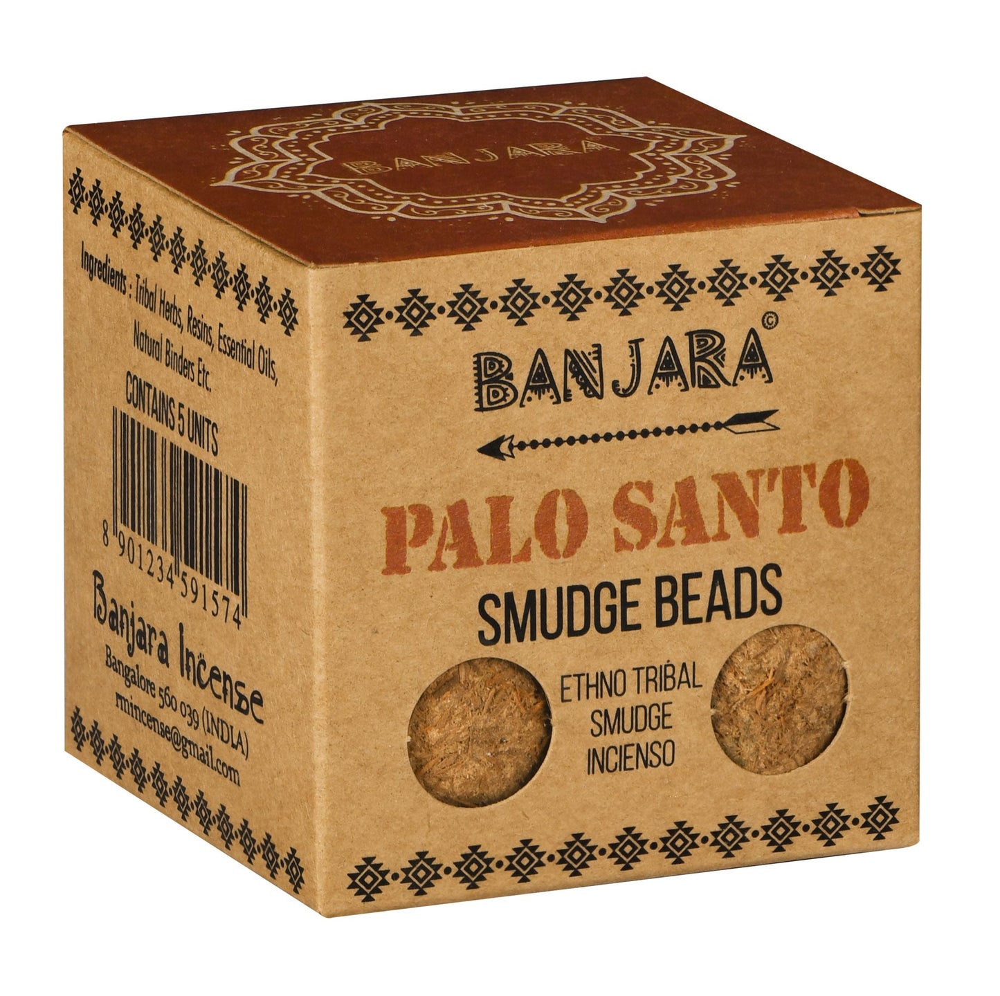 Polished Banjara Smudge Beads - Palo Santo featuring natural patterning and unique variations - Positive Faith Hope Love