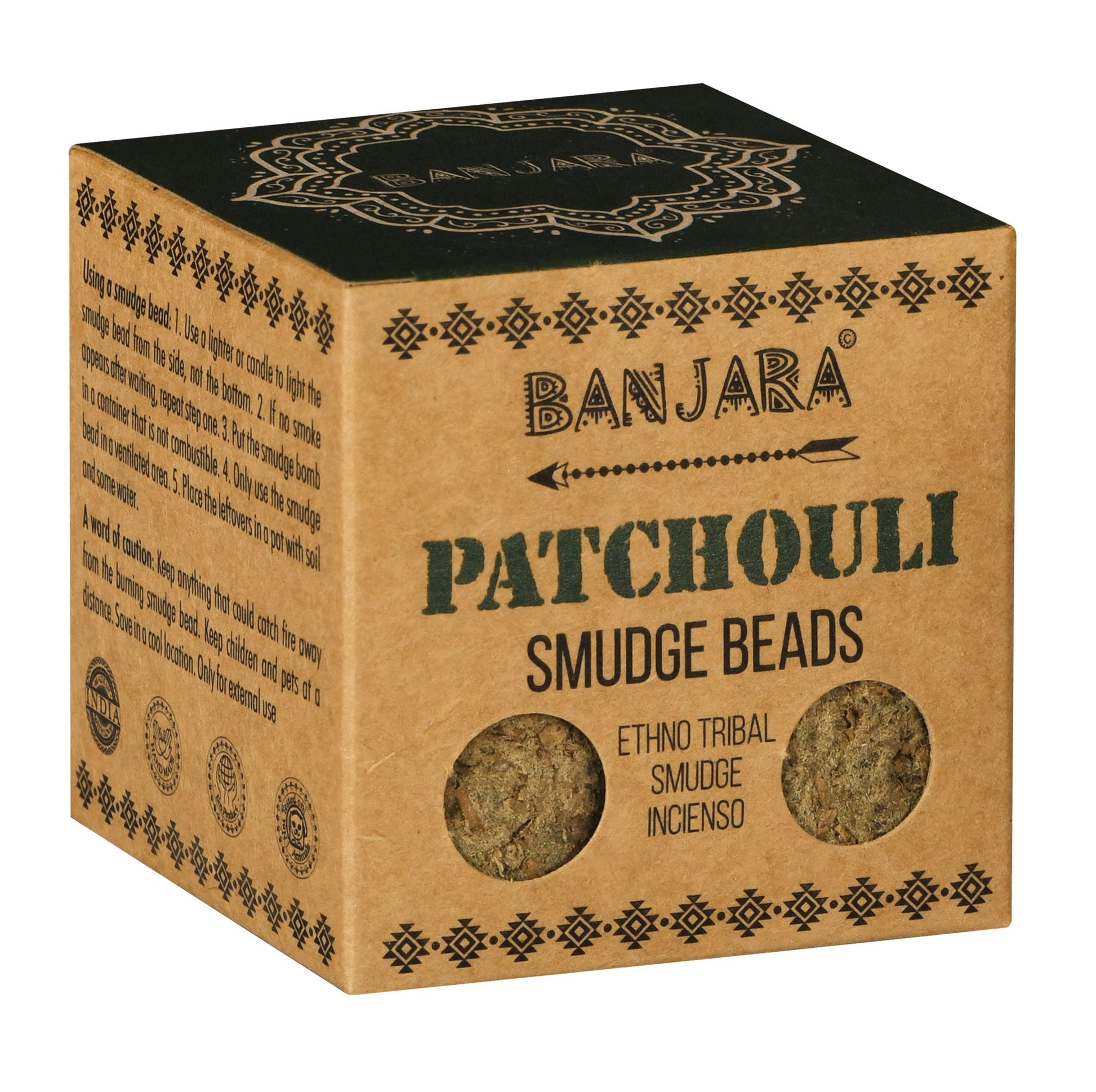 Polished Banjara Smudge Beads - Patchouli featuring natural patterning and unique variations - Positive Faith Hope Love