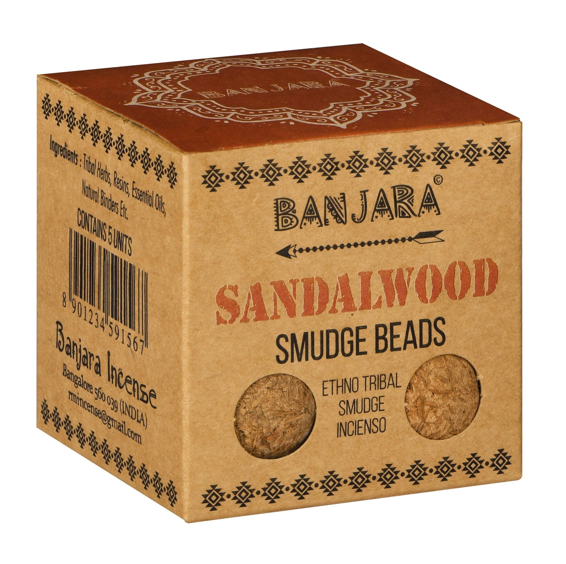 Polished Banjara Smudge Beads - Sandalwood featuring natural patterning and unique variations - Positive Faith Hope Love