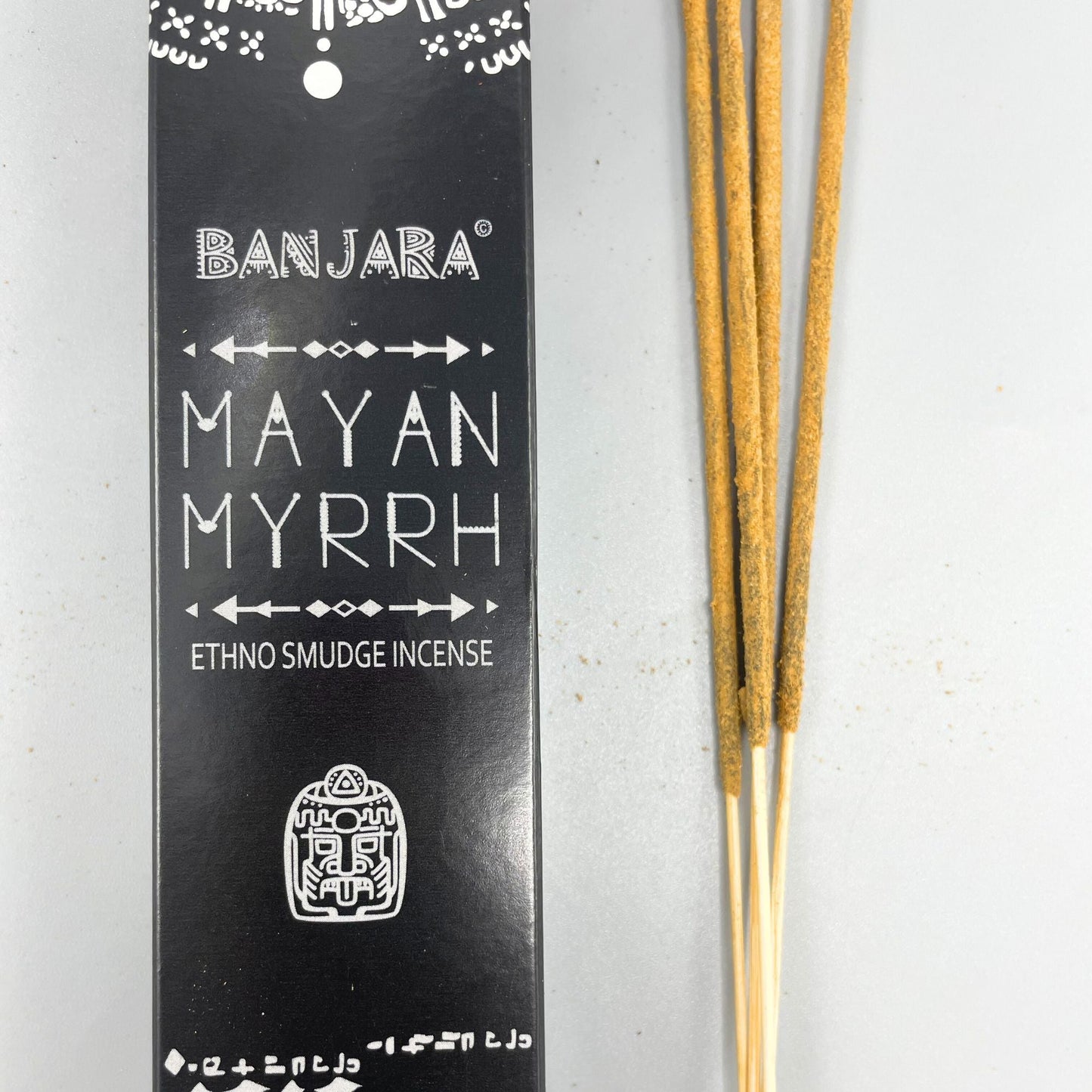Polished Banjara Tribal Smudge Incense Mayan Myrrh featuring natural patterning and unique variations - Positive Faith Hope Love