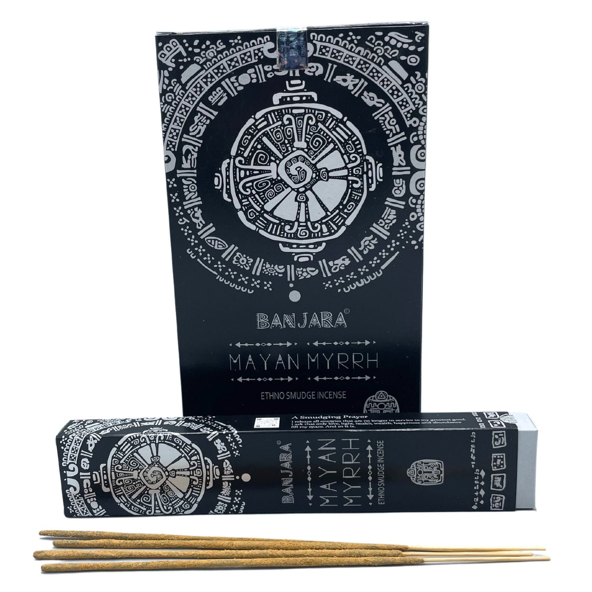 Polished Banjara Tribal Smudge Incense Mayan Myrrh featuring natural patterning and unique variations - Positive Faith Hope Love