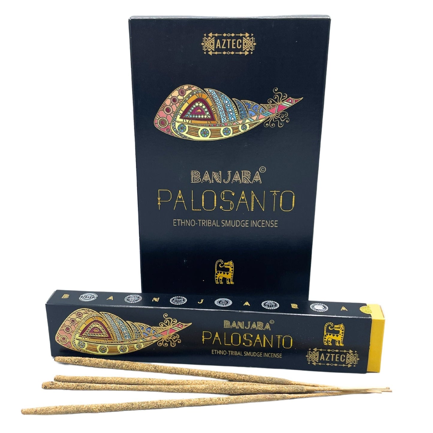 Polished Banjara Tribal Smudge Incense Palosanto featuring natural patterning and unique variations - Positive Faith Hope Love
