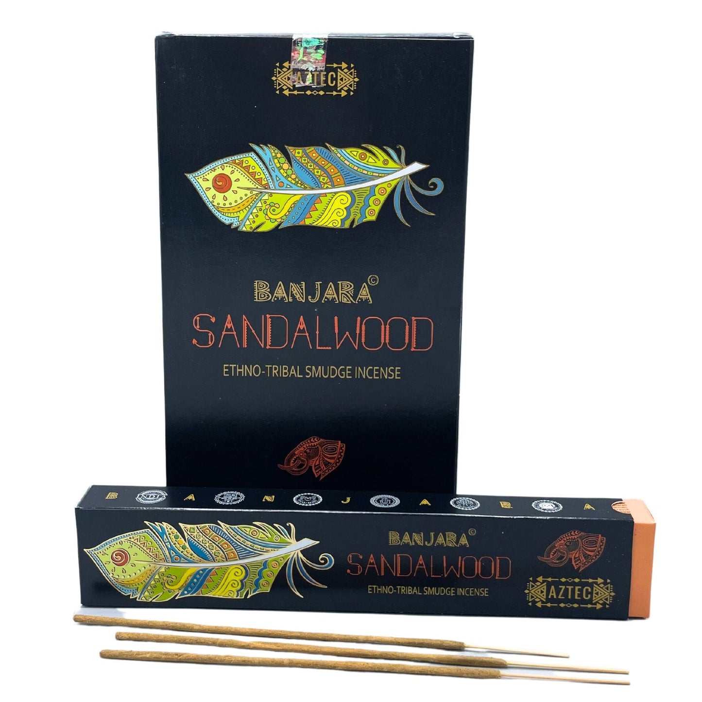 Polished Banjara Tribal Smudge Incense Sandalwood featuring natural patterning and unique variations - Positive Faith Hope Love