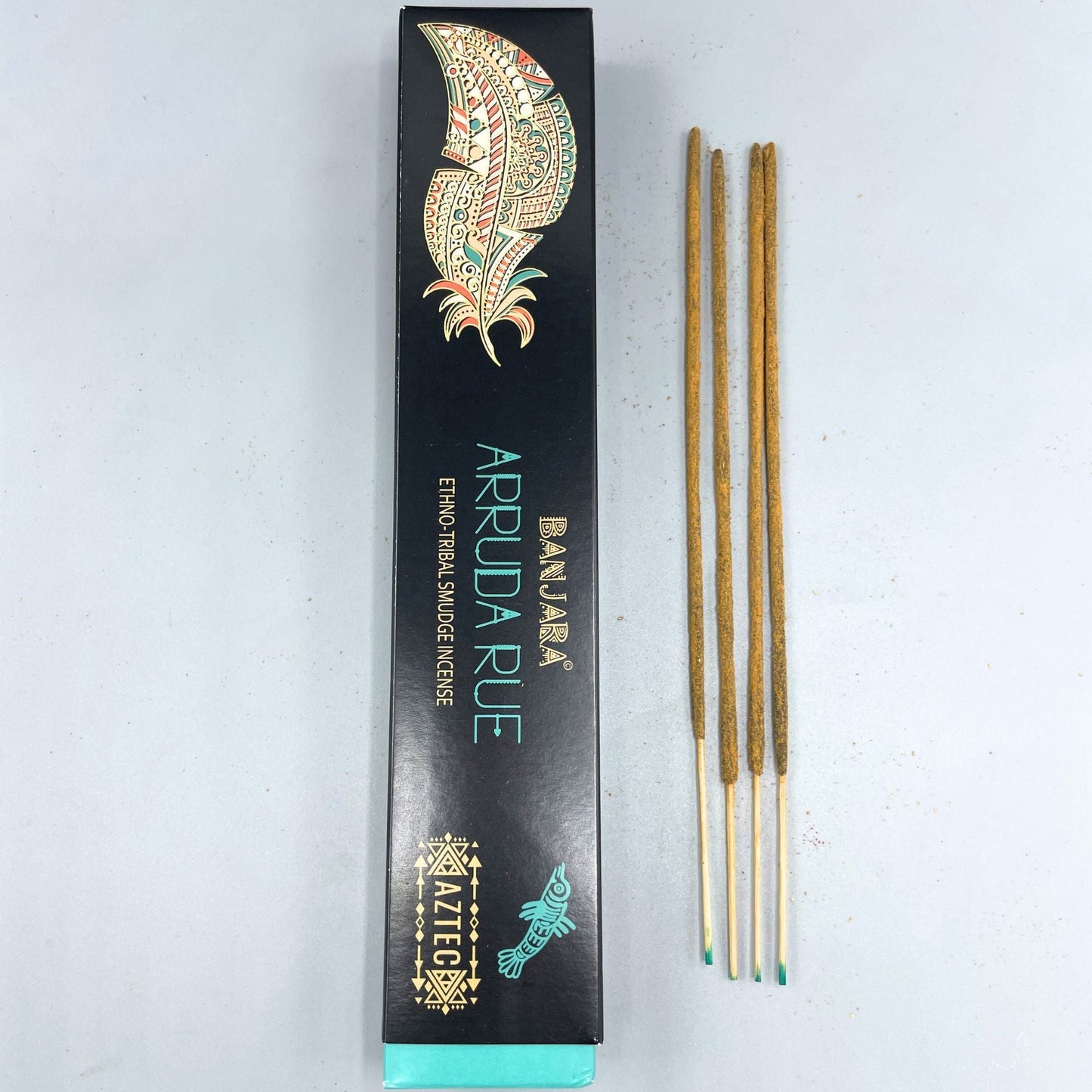 Polished Banjara Tribal Smudge Incense - White Arruda Rue featuring natural patterning and unique variations - Positive Faith Hope Love