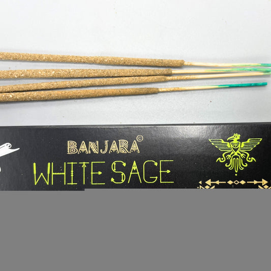 Polished Banjara Tribal Smudge Incense White Sage featuring natural patterning and unique variations - Positive Faith Hope Love