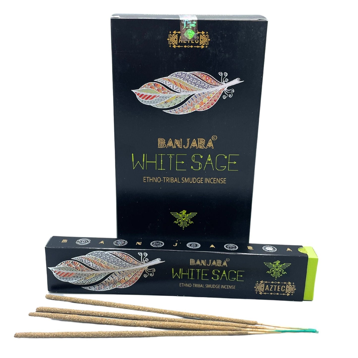 Polished Banjara Tribal Smudge Incense White Sage featuring natural patterning and unique variations - Positive Faith Hope Love